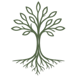 Baum mit weit verzweigten Wurzeln als Symbol für Erdung